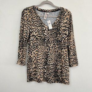 NWT Anthropologie Dolan Cheetah Long Sleeve Blouse Size Small